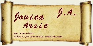 Jovica Arsić vizit kartica